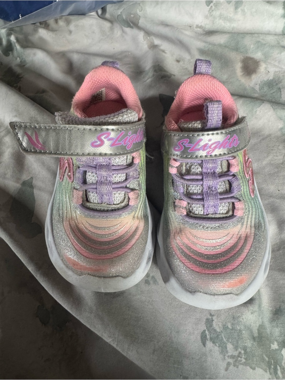 Skechers S-Lights Kids Sneakers — Pink, Purple & Silver